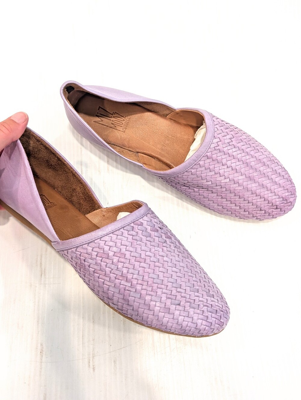 MIZ MOOZ Raquel Women's Lilac Woven Genuine Leather Slip-On Flats